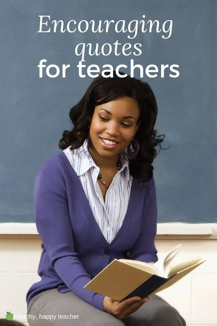 A black female teacher reading a book to her class with the text overlay, "Encouraging quotes for teachers."