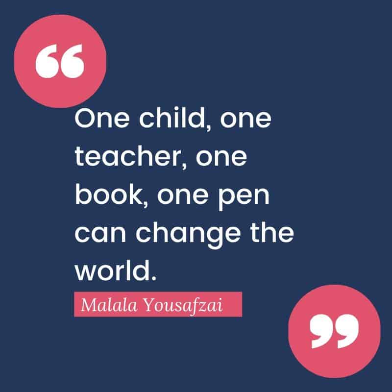 Quote about the importance of education by Malala Yousafzai
