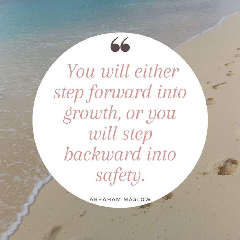 Teacher quotes for students example by Abraham Maslow with footprints on a beach in the background.