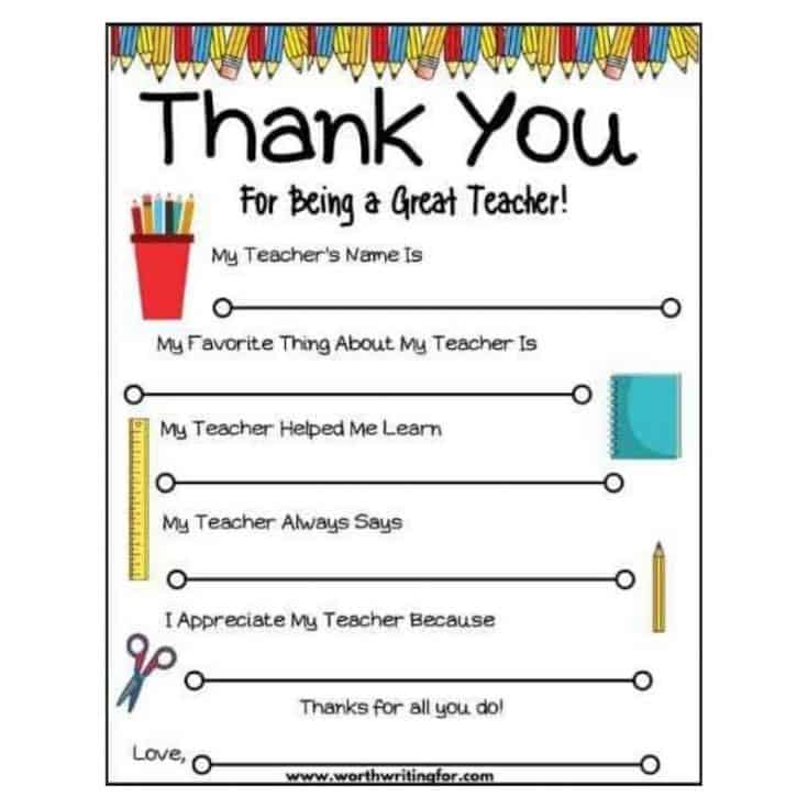 teacher appreciation assignment
